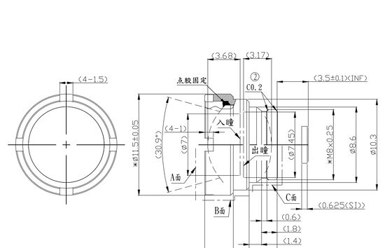 FWD-7 7mm F1.0 256×192@12μm LWIR Motorized Zoom Lens με μήκος κύματος 8-12 μm για θερμική απεικόνιση